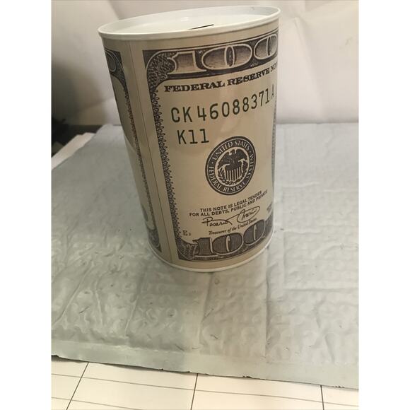 Ben Franklin Hundred Dollar Bill Money Coin Saver Tin Piggy Bank Lot Of 2 - Picture 8 of 15